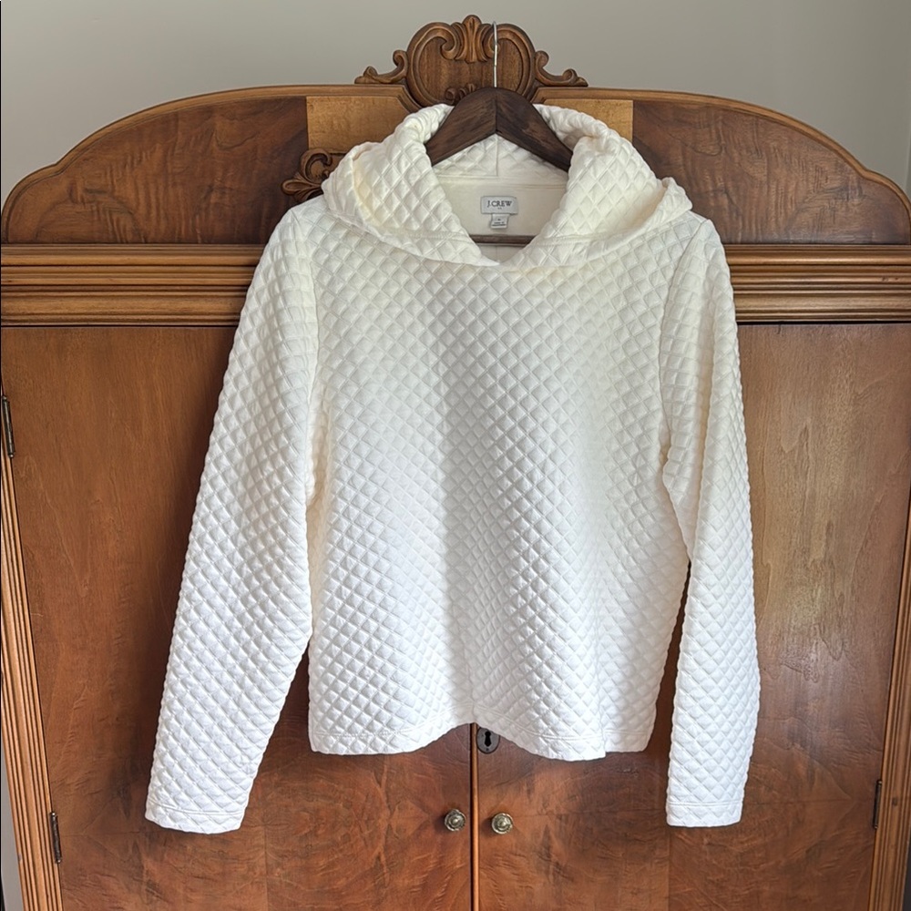 J. Crew White Turtleneck Sweater with Textured Knit